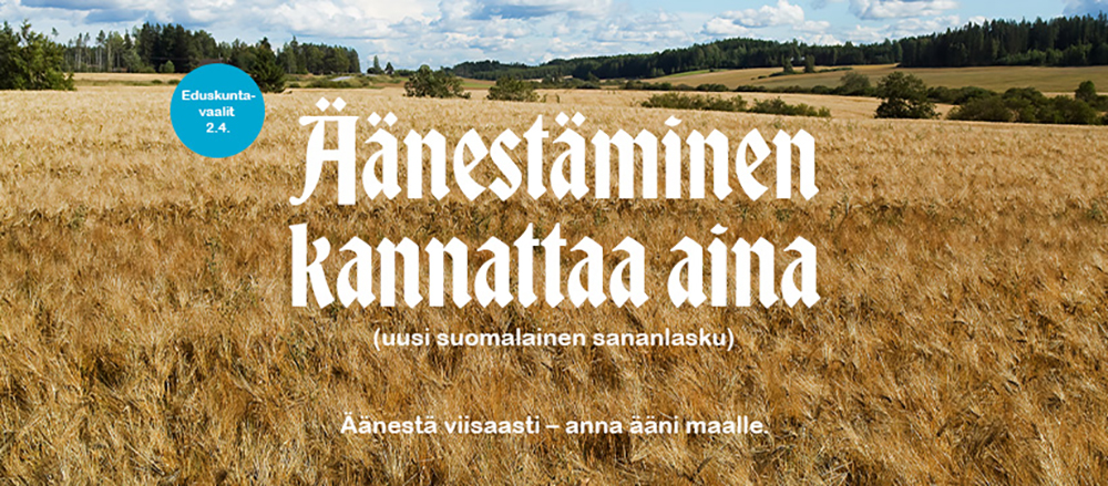 Sunnuntaina meillä jokaisella on mahdollisuus vaikuttaa.

Suomalainen maa- ja metsätalous sekä koko Suomen elinvoimaisena pitäminen on nyt tärkeämpää kuin koskaan. Vain äänestämällä voit vaikuttaa, millainen Suomi meillä on!

Äänestä viisaasti – anna ääni maalle

#äänimaalle #mtk