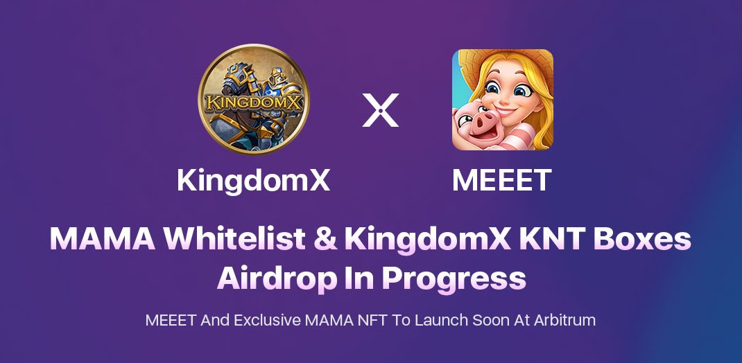 PlayPalOfficial's tweet photo. ❤️MEEET X  KingdomX❤️

MEEET becomes the top 3 officially recommended Gamefi by Arbitrum

🎁MAMA WL×10 
🎁KNT Boxes x 10

✅Mission
1. Follow @KingdomXGame &amp; @MEEETOfficial

2. Join: https://t.co/9mFpP3hOUh &amp; https://t.co/2WofCLsTH5

3. RT+❤️+Tag3 friends

⏰3/31-4/5
#Giveaway https://t.co/bwUaefuT1a