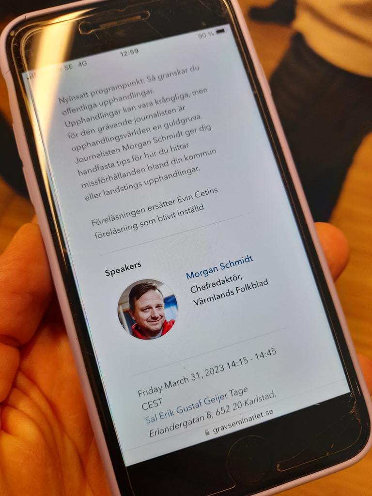 NYINSATT FÖRELÄSNING 14.15: Så granskar du offentliga upphandlingar med Morgan Schmidt, chefredaktör för Värmlands folkblad.