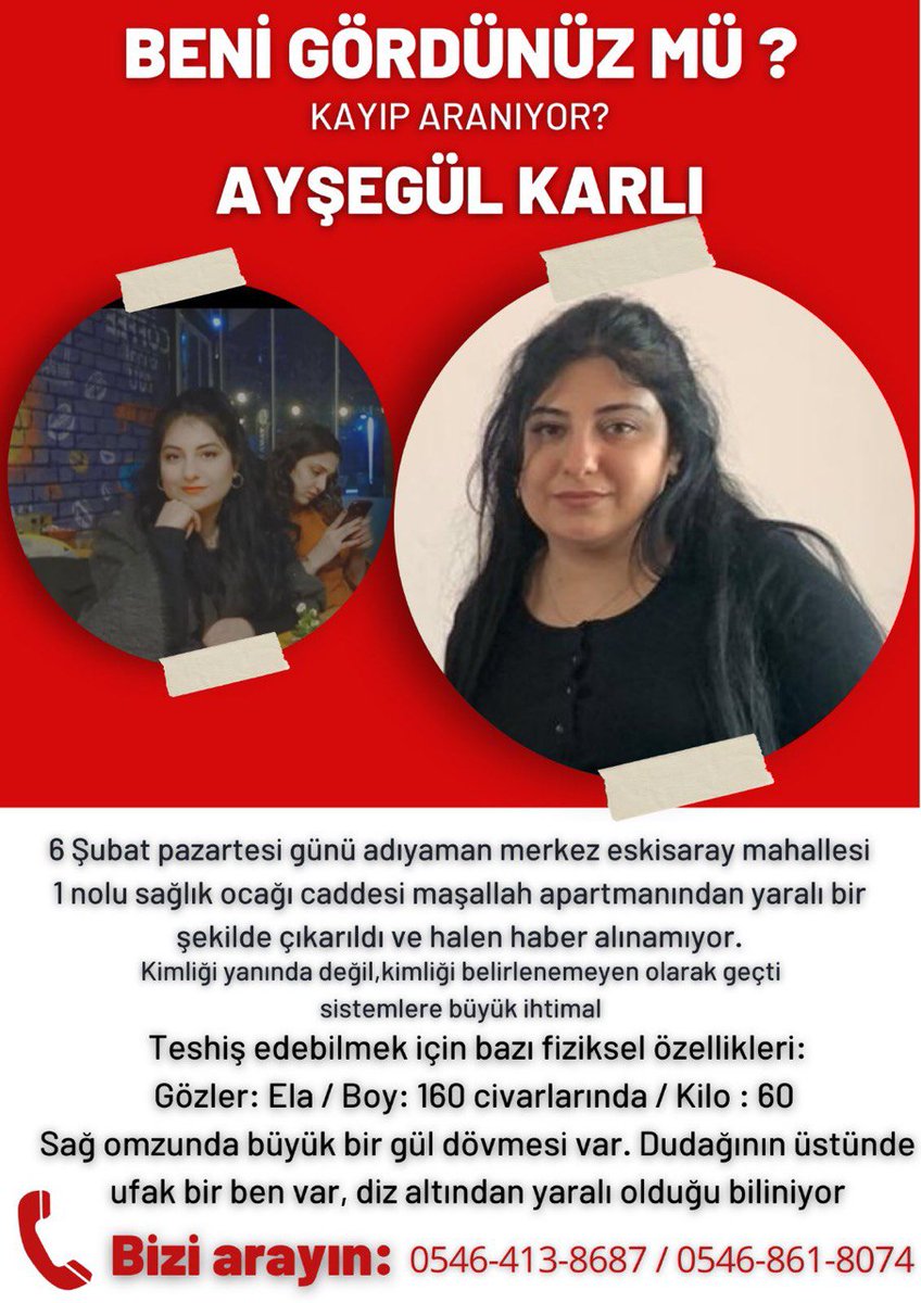 Kayıtlara geçsin - 54. Gün

-Ambulansa verilen Ablam Ayşegül Karlı hâlen kayıp, DNA testlerinden de sonuç çıkmıyor. Umarım kayıtsız kuyutsuz gömülmemiştir, yoksa kazma kürek alır tüm Güneydoğu'yu kazarım bulana kadar.

-Kira yardımı ve taşınma yardımı halen değerlendirme