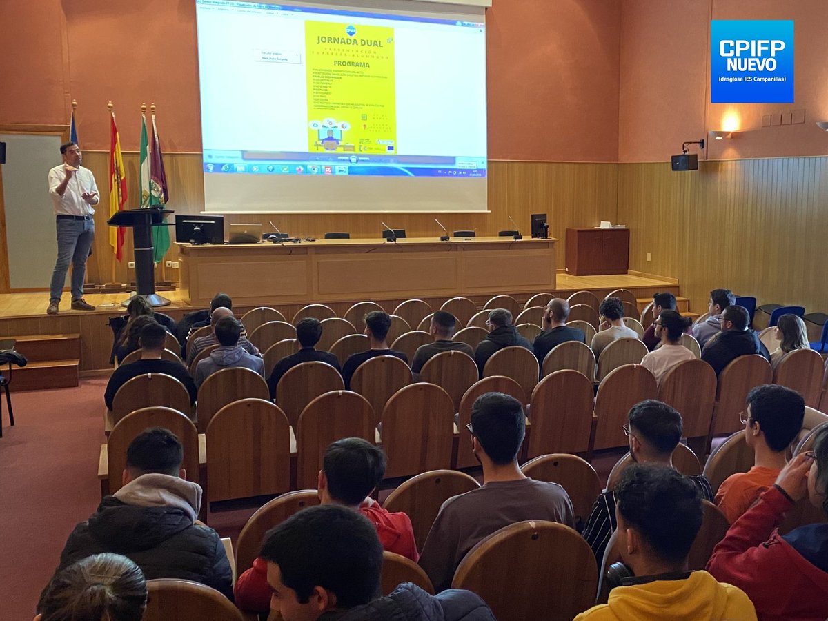 cpifpalanturing's tweet photo. El pasado lunes celebramos la jornada de presentación de empresas, donde se explicaron los proyectos en los que estará involucrado el alumnado durante su etapa de alternancia dual. @PTAMalaga @PwC_Spain @VASS_Group @opospills @viewnext @DekraEspana @DedalusSpain #Opplus https://t.co/fNp78p3ICL