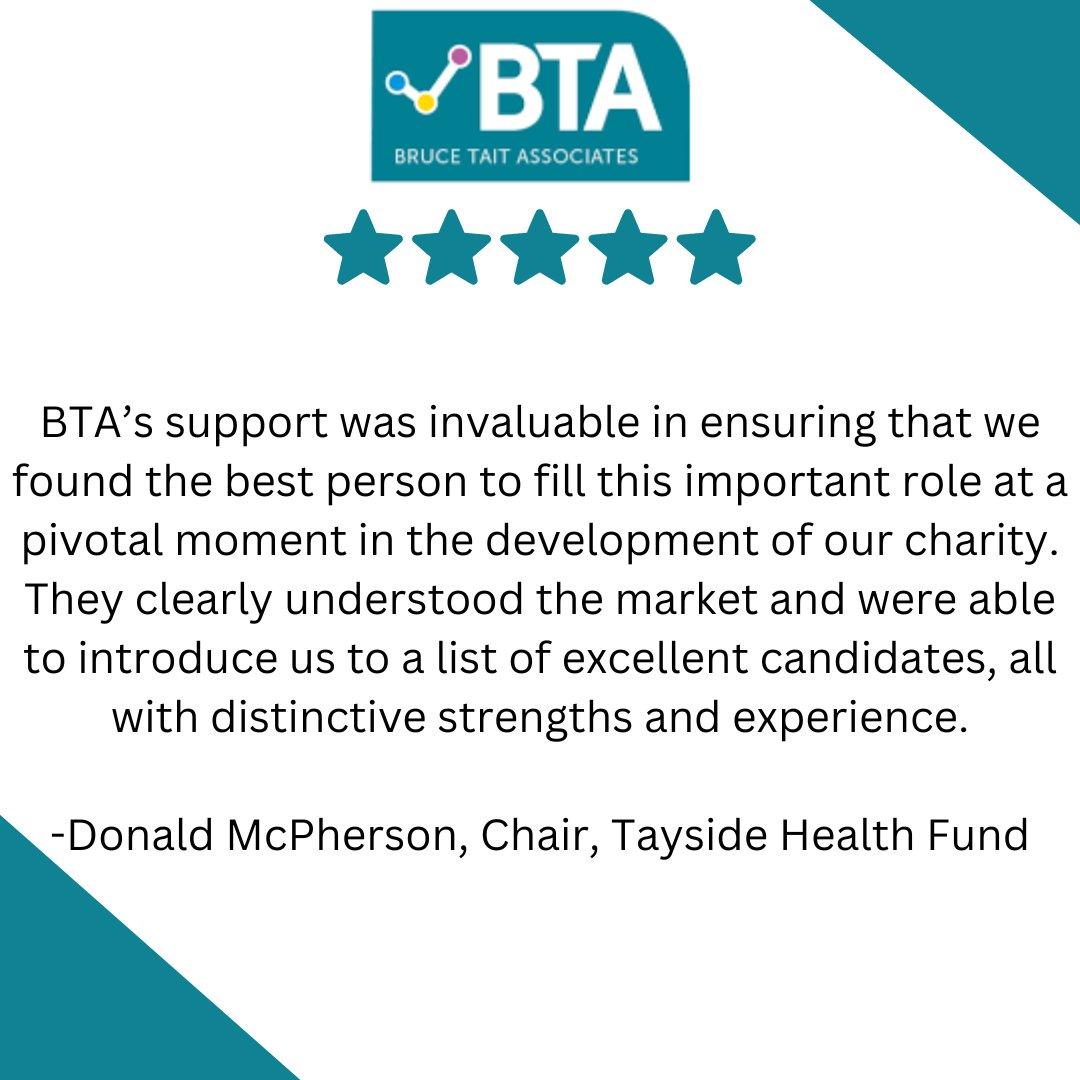 🔊F E E D B A C K F R I D A Y🔊

It is that time of the week again for BTA, its Feedback Friday!

This week we received such wonderful feedback from a recent recruitment campaign we ran for Tayside Health Fund in which we successfully recruited their new Charity Chief Officer.