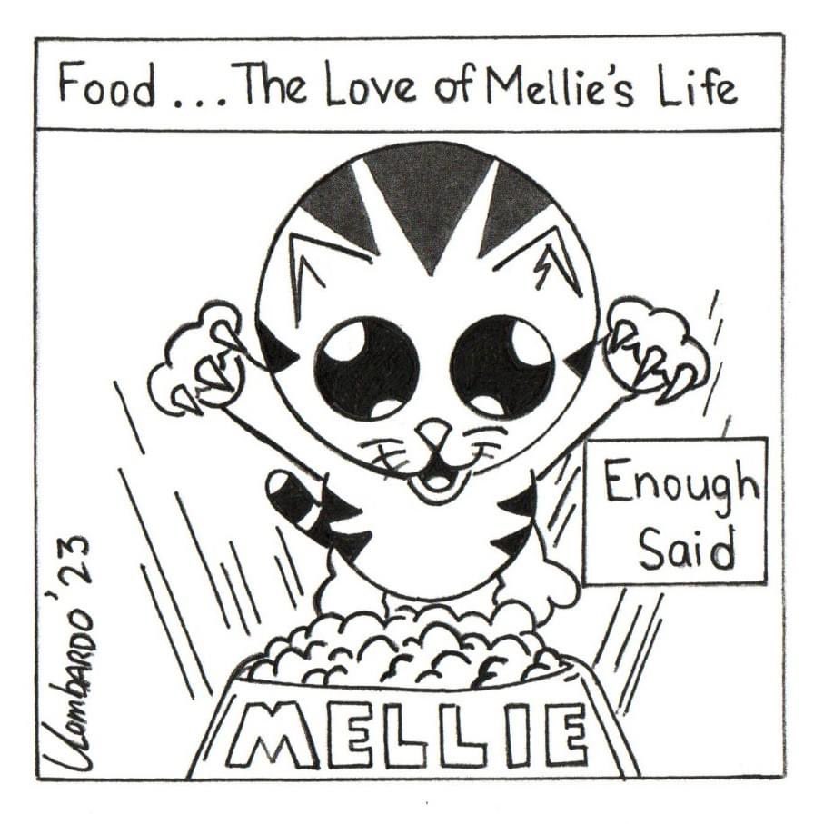 Sorry Brutus, this is Mellie's True Love (Mellie the Cat #80)
slapcomics.wordpress.com
 #art #comicstrip #cartoonstrip #comicart #lovecomics #comics #artlover #comicsarelife #cartooncats #foodlover #food #foodcontassur