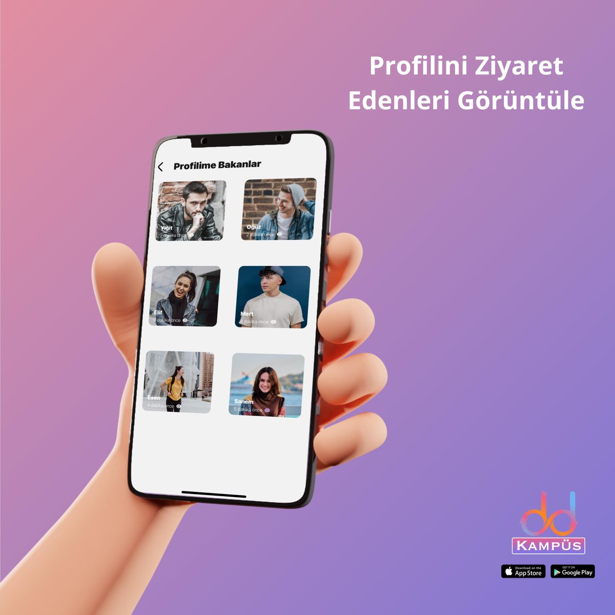 Dengi Dengine Kampüs'te, profilini kimlerin ziyaret ettiğini görebilirsin.👀😎

#sosyalağ #platform #network #arkadaşlık #üniversite #öğrenci
#mobilapp