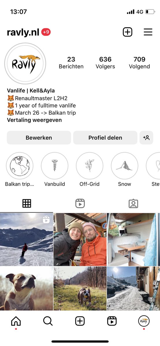 Het bijhouden van onze reis op Twitter blijkt totaal niet nuttig, niemand heeft nog Twitter😀. We schakelen dus over op onze instagram. Ravly🦊