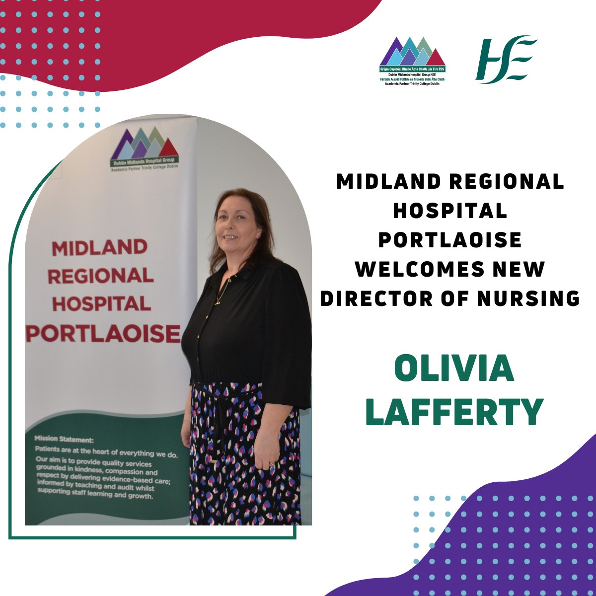 #MRHPortlaoise is pleased to announce the appointment of Ms. Olivia Lafferty as the new Interim Director of Nursing of the hospital. Olivia takes up the post with over 20 years of experience in hospital and community services. For more info: bit.ly/3nCVhJ9