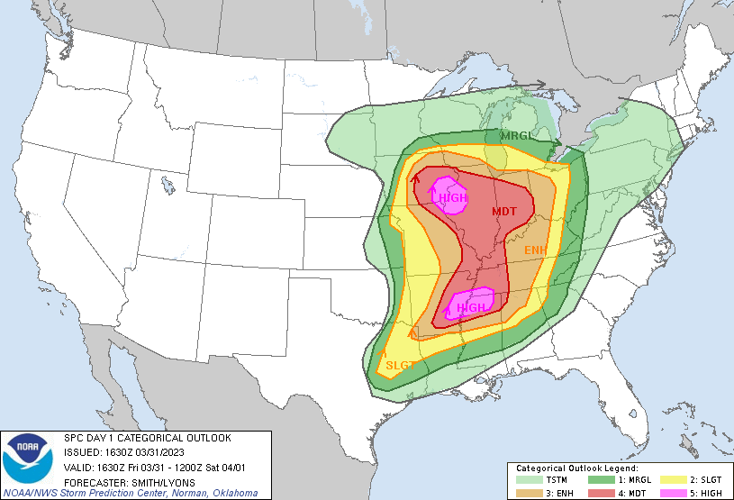 kannbwx's tweet photo. ⚠️The Storm Prediction Center has increased the severe weather risk to HIGH for the below areas. PDS (Particularly Dangerous Situation) Tornado Watch likely within 1-2 hours in IA/IL/MO. Make sure you and anyone you know in these areas are staying informed. https://t.co/hNK5XU3x9R