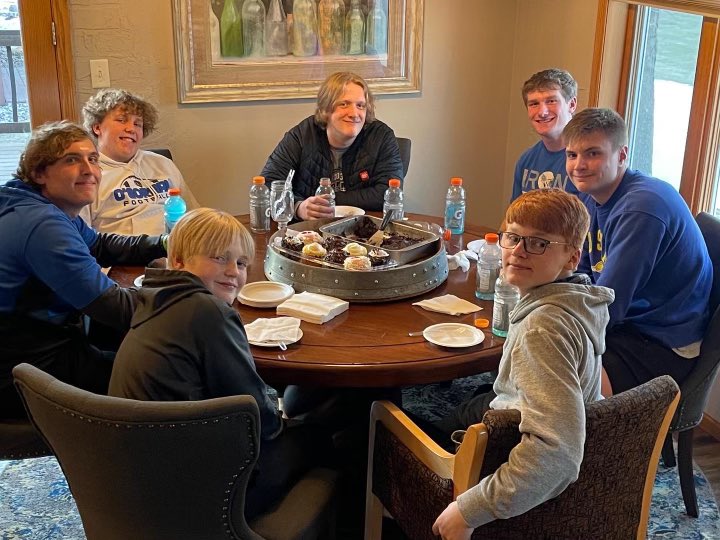 Can you guess which player left this team dinner with a lot less hair? Thanks to Wilcox family for hosting. Go Knights!