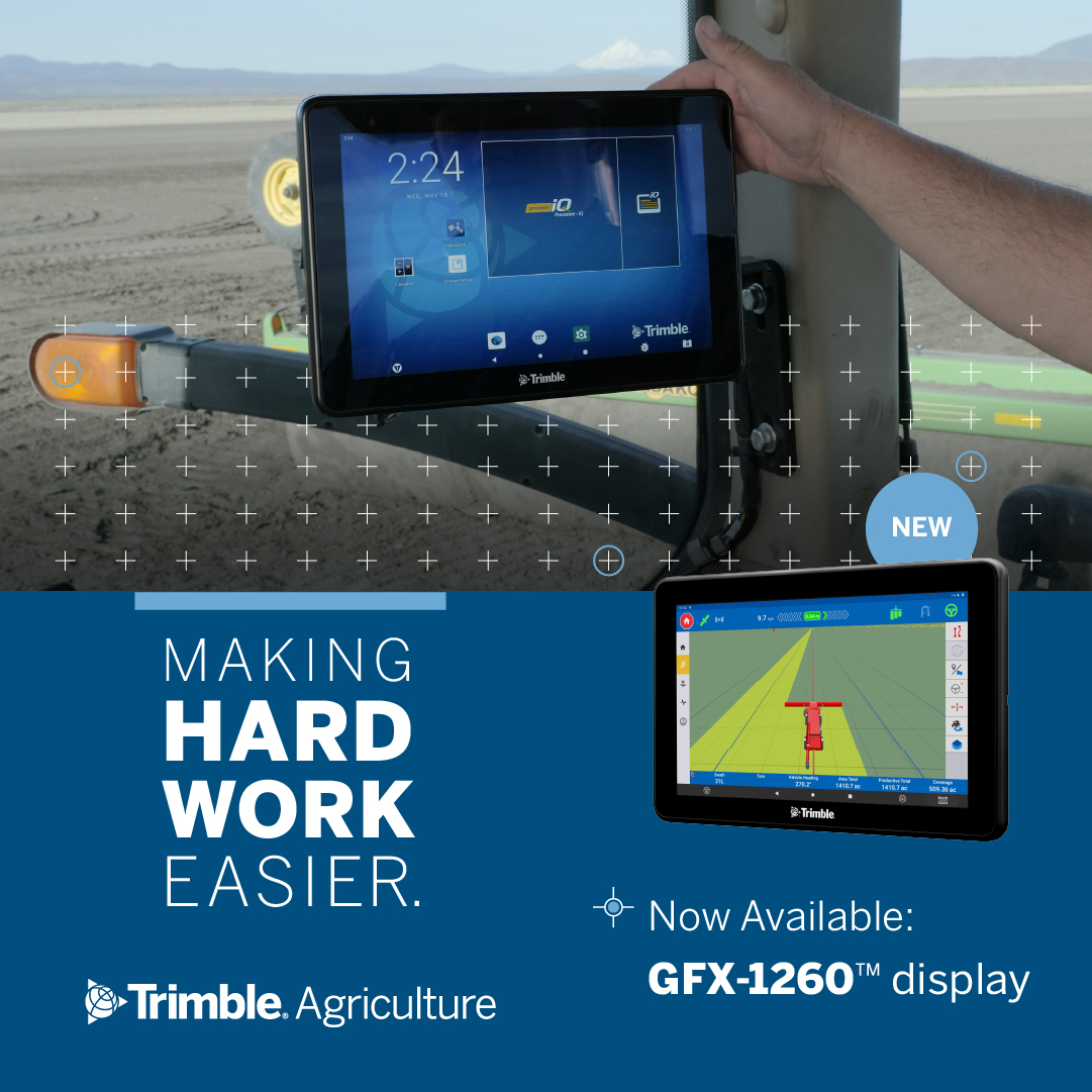 VantageMidsouth's tweet photo. Trimble has added a new Android GFX display to their lineup! GFX-1260 and GFX-1060 offer a user-friendly approach to adding precision to your farm. 

Contact Vantage Midsouth to learn more about the benefits and capabilities of this display. https://t.co/j1hX2aZiam