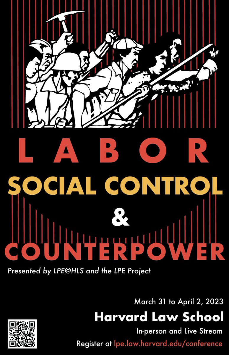 nylcamunoz's tweet photo. Today’s topics: Historical Lessons for Labor Strategy; Institutional Design and Democratic Governance; Technology and Popular Power; and Provision and Punishment. #lpeproject #lpe@hls https://t.co/yCXxnWMI3W