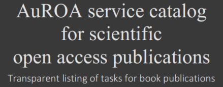 English language version of AuROA-service catalog published! see projekt-auroa.de/veroeffentlich… for a transparent listing of tasks for book publications, suitable for authors and publishers alike, especially in #OpenAccess.