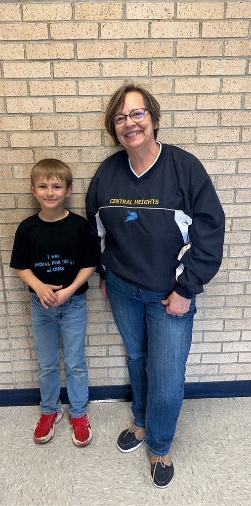 USD288's tweet photo. There's a new principal in town! Wyatt Bachelor earned enough PRIDE tickets to be the principal for the day! #CHstrong https://t.co/FOcFGidFod
