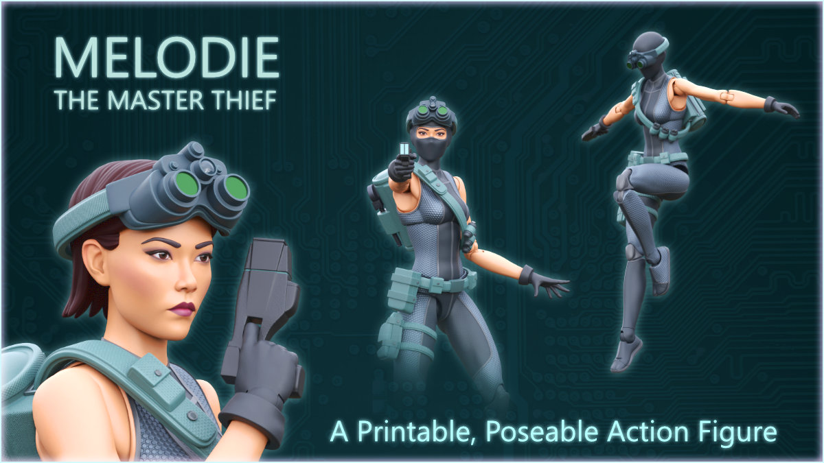 FishCreek3D's tweet photo. Melodie The Master Thief: A 3D-Printable Action Figure has just launched on Kickstarter!

link: https://t.co/xTKq8Y0QfD

#3dprinting #actionfigure #112scale #kickstartercampaign https://t.co/sR0sLYGztn