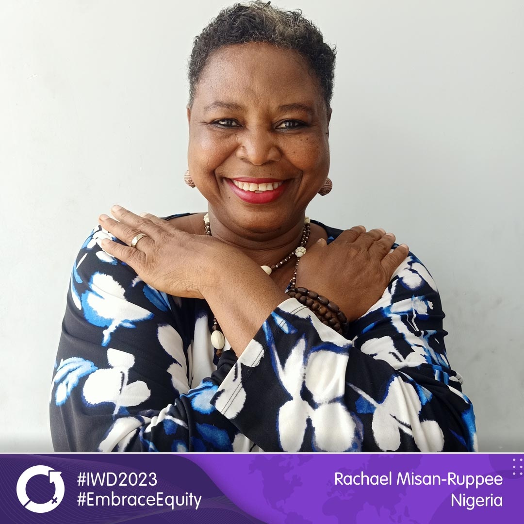 womensday's tweet photo. "Embracing #equity is a game changer for development," says Dr. Rachael Misan-Ruppee in #Nigeria who is a strong advocate for enhancing access to #digital literacy for rural women and girls. ๐๐พ Share your #EmbraceEquity image and message! ๐ข #IWD2023 #IWDtheme https://t.co/39C8nW5xsG