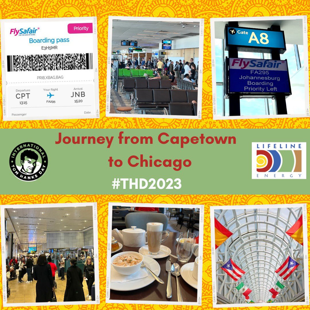 It took her more than 2 days, but our founder has made her way to #Chicago via Johannesburg and London to attend tomorrow’s #TomHanksDay 20th Anniversary event at Lincoln. Celebrate with us in-person from 12-5pm or support our work by donating here: lifelineenergy.networkforgood.com/projects/12656…
