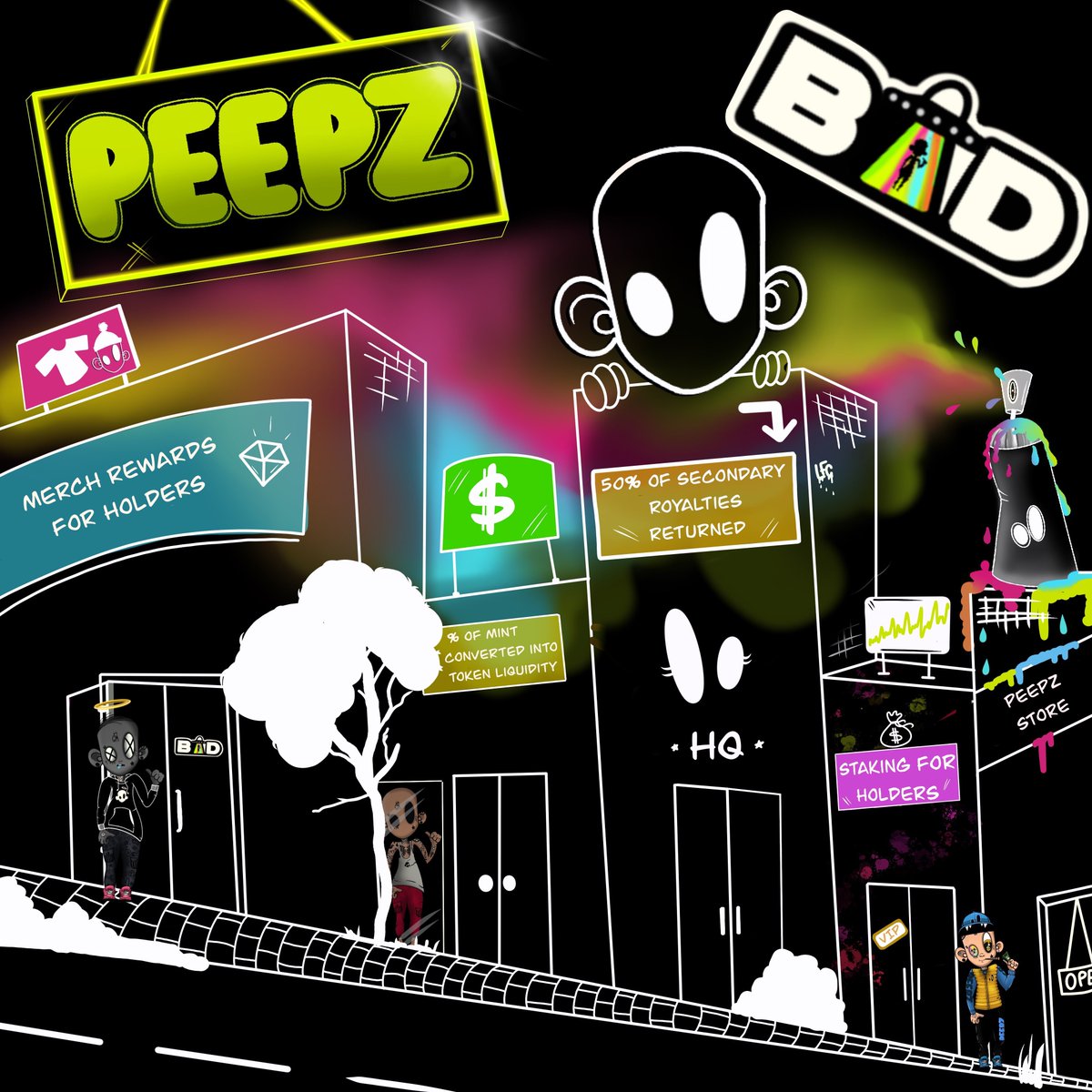 #BADPeepz roadmap has been out, and moving forward!

We have opened up staking, and it's moving!

Get Your peepz at peepz.badaliens.io
Stake them at staking.badliens.io/staking

#Cro #NFTCommunity #NFTProject #NFTMinting 
@legenddNFT @JasonCorbeil81 <a href="/TexasBez/">TexBez</a>