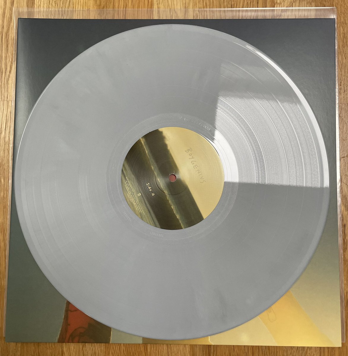 tsconcepts13's tweet image. my boygenius ‘the record’ silver vinyl just came it’s so pretty 😌