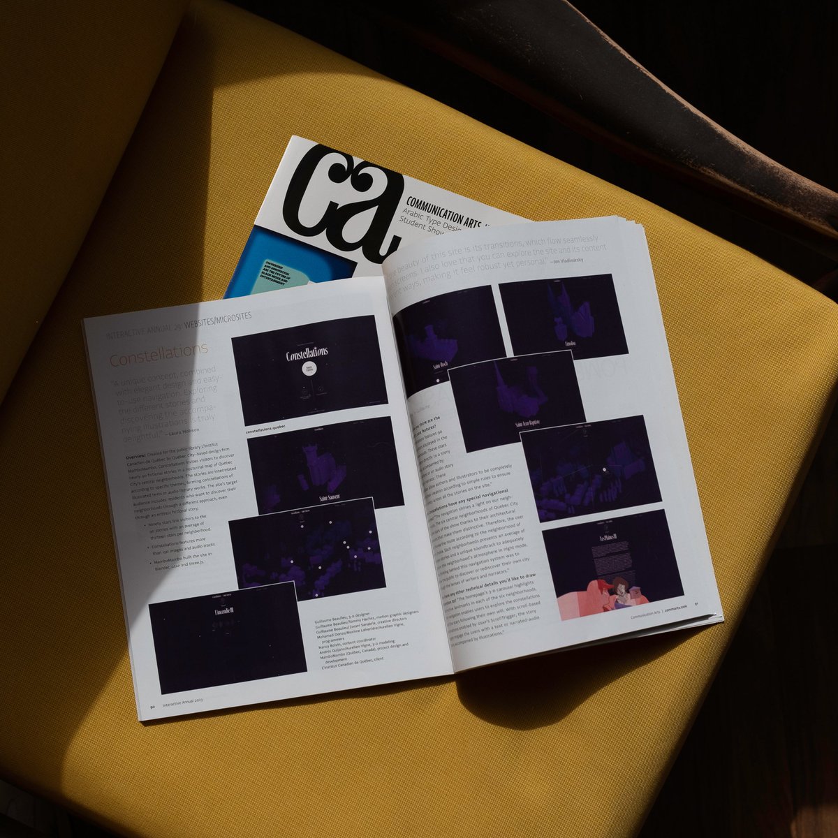 MamboMambo (@allomambo) on Twitter photo Enfin! Notre copie du Interactive Annual 2023 de Communications Arts est arrivée. Longue vie à Constellations 🌑.
Un merci tout spécial au jury <a href="/CommArts/">Communication Arts</a> pour cette reconnaissance!
Lisez l’article ici: commarts.com/project/35157/…
#UIUX #threeJs #3D #webdevelopment #Webdesign Enfin! Notre copie du Interactive Annual 2023 de Communications Arts est arrivée. Longue vie à Constellations 🌑.
Un merci tout spécial au jury <a href="/CommArts/">Communication Arts</a> pour cette reconnaissance!
Lisez l’article ici: commarts.com/project/35157/…
#UIUX #threeJs #3D #webdevelopment #Webdesign