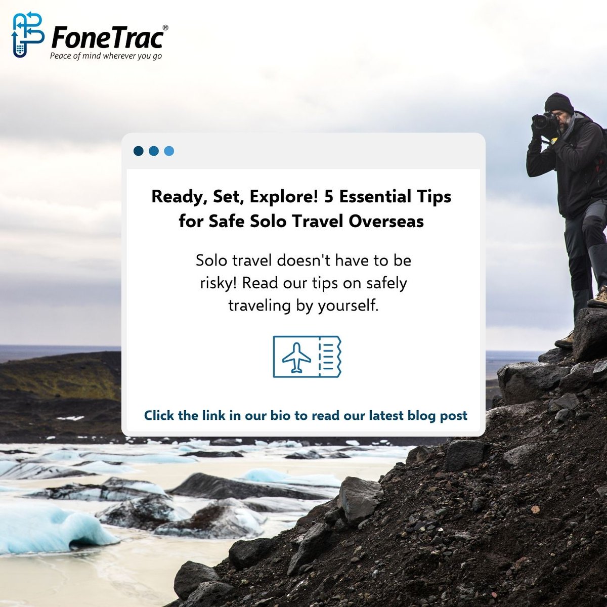 FoneTracApp's tweet photo. Solo travel can be a daunting experience, but our safety tips can help put you at ease! Read our latest blog post on solo travel. 🪂

#Travel #SoloTravel #TravelSafety #TravelApp #Safety #Vacation #Exploring 
https://t.co/CzhNLOCDVx https://t.co/DsRg3qGJDF