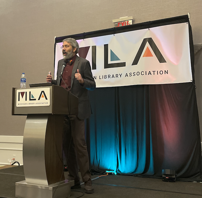 MLAoffice's tweet photo. Thumbs up if you're excited about Dr. Dipesh Navsaria speaking at Spring Institute this morning!!! 👍👍🙌📖❤️
#SIFYS23 #MLASI23 #bookabuildbetterbrains #MLA #LoveMILibraries https://t.co/F9KNcLbzfL