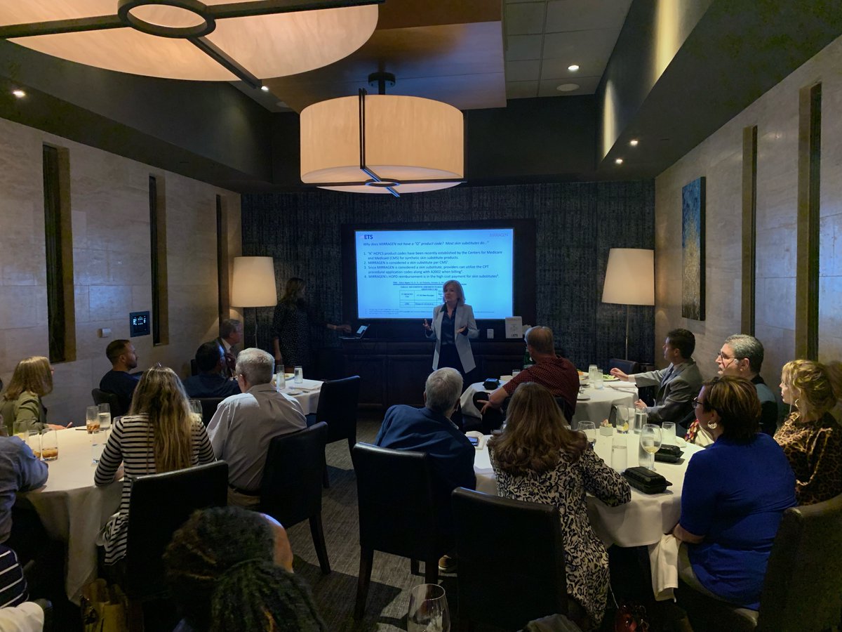 ETSWoundCare's tweet photo. Another successful dinner last night in Tampa, FL. Dr. Martin L. Johnson, MD, and our clinical team co-led an educational dinner about Mirragen Advanced Wound Matrix and its use on difficult-to-heal wounds. Thank you to everyone who attended! https://t.co/esTkyQRMeH