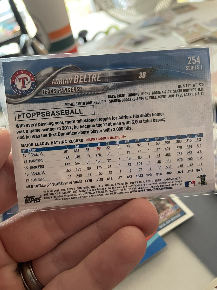 TXBaseballCards's tweet photo. Batting 7th and manning the hot corner…the GOAT @beltrea29 

TXBaseballCards #openingday starting lineup. #StraightUpTX #texasrangers #rangers #baseball https://t.co/SFDUjQoqOC