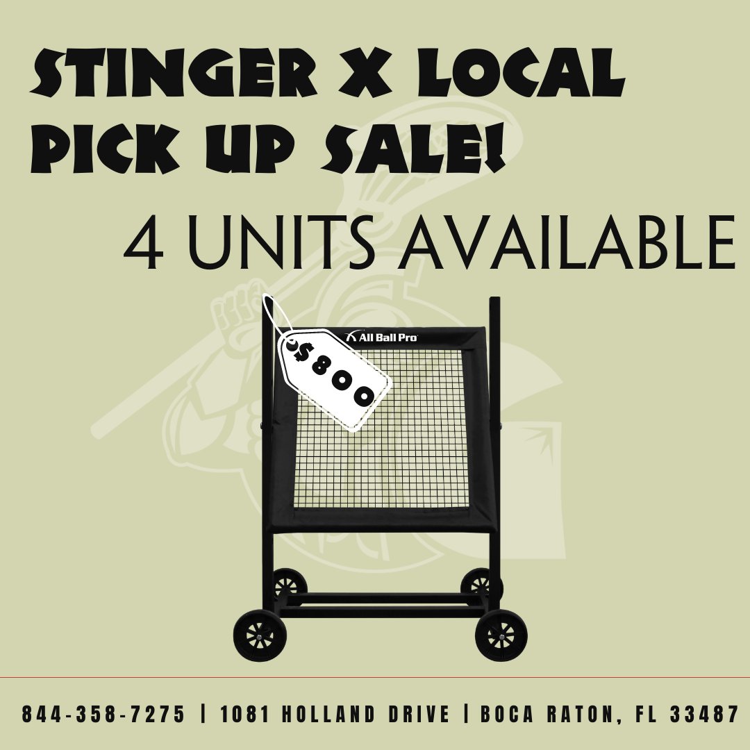 Calling all locals! We have 4 Stinger X units that need a home! We are selling them for $800 on a first-come, first-serve basis. Enjoy a $300 SAVINGS!

You MUST schedule an appointment with us to pick up and purchase - You can call us or DM us to do so.

#gladiatorlax #allballpro
