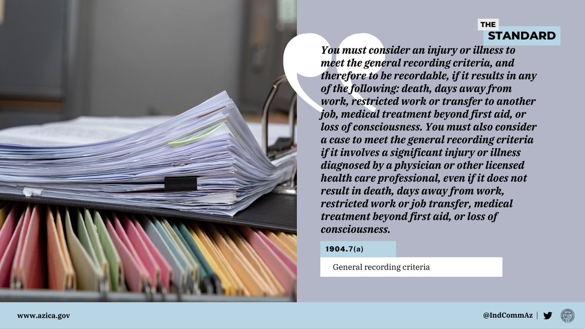 IndCommAZ's tweet image. Employers don't forget: Make sure you've posted your OSHA 300 log summary in an area where employees can  access it through April 30th. Find out more about record keeping requirements here: osha.gov/laws-regs/regu…