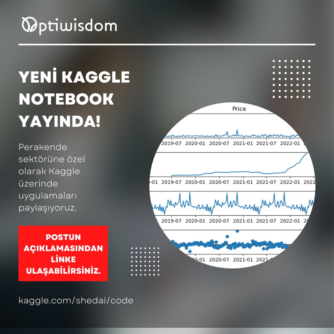 Perakende sektörüne özel olarak Kaggle üzerinde uygulamaları şu adresten erişilebilirsiniz: 
kaggle.com/datasets/sheda…

İlk not defterini ise bu adresten erişilebilirsiniz:
kaggle.com/code/shedai/cu…