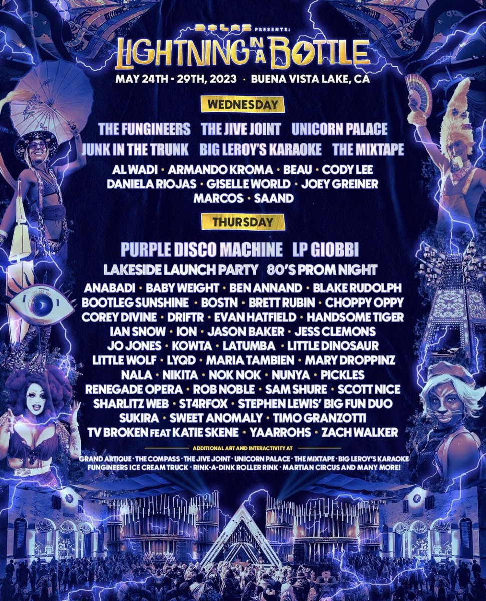 BastetPromotio1's tweet photo. Your daily lineups for @LIBfestival!! 🎉 use our link to secure your tickets today! 👀

🎟️ https://t.co/t3wYx3fUHr 🎟️

#BastetPromotions #LightningInABottle #LightningInABottle2023 #LIB #LIB2023 #LIBFest #LIBFest2023 https://t.co/ULOK2tFhy4