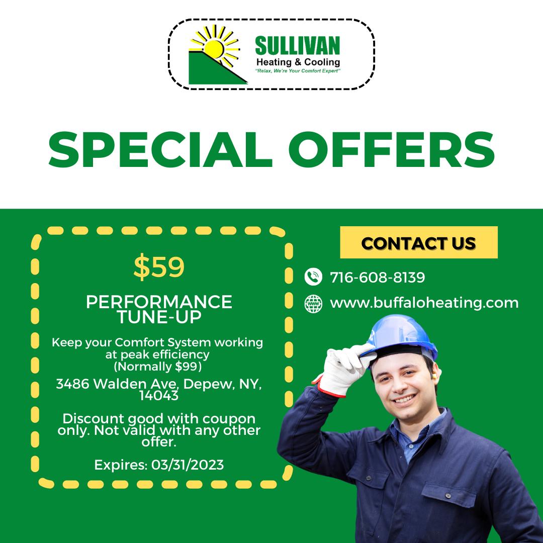 💡🌬️ Looking to improve your indoor air quality or upgrade to a more energy-efficient HVAC system?

Sullivan Heating &amp; Cooling has the expertise to guide you through the process and recommend the best solutions for your unique needs. Check out our special offers!👇