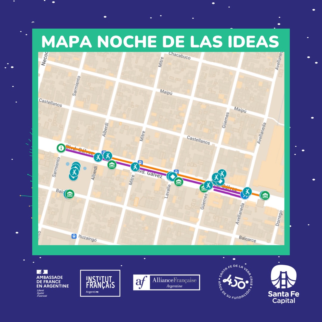 _SantaFeCapital's tweet photo. #NocheDeLasIdeas │🗺️Conocé el mapa georreferenciado de las actividades previstas para hoy 🙌

El evento internacional se enmarca en las acciones de conmemoración por los 450 años de #SantaFeCapital.

Recorré el mapa ¡y no te pierdas de ninguna! 😎https://t.co/1cA4C9ES44 https://t.co/KwvVl6Woo3