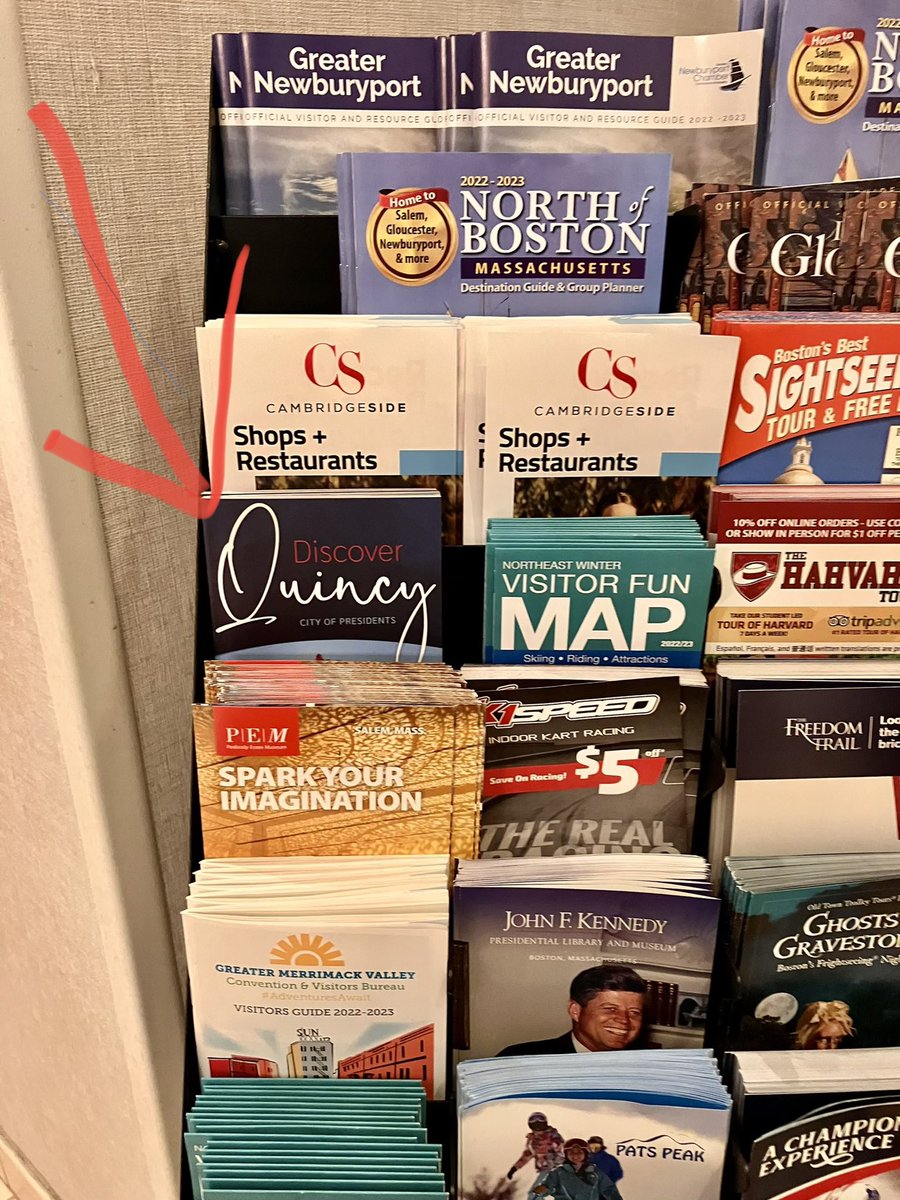 Thank you CTM @VisitorFun for always making sure our Discover Quincy Visitor Guides are displayed at Boston hotels including @MarriottCopley ⬇️#visitorguide #visitorfun #discoverquincy 😎👏