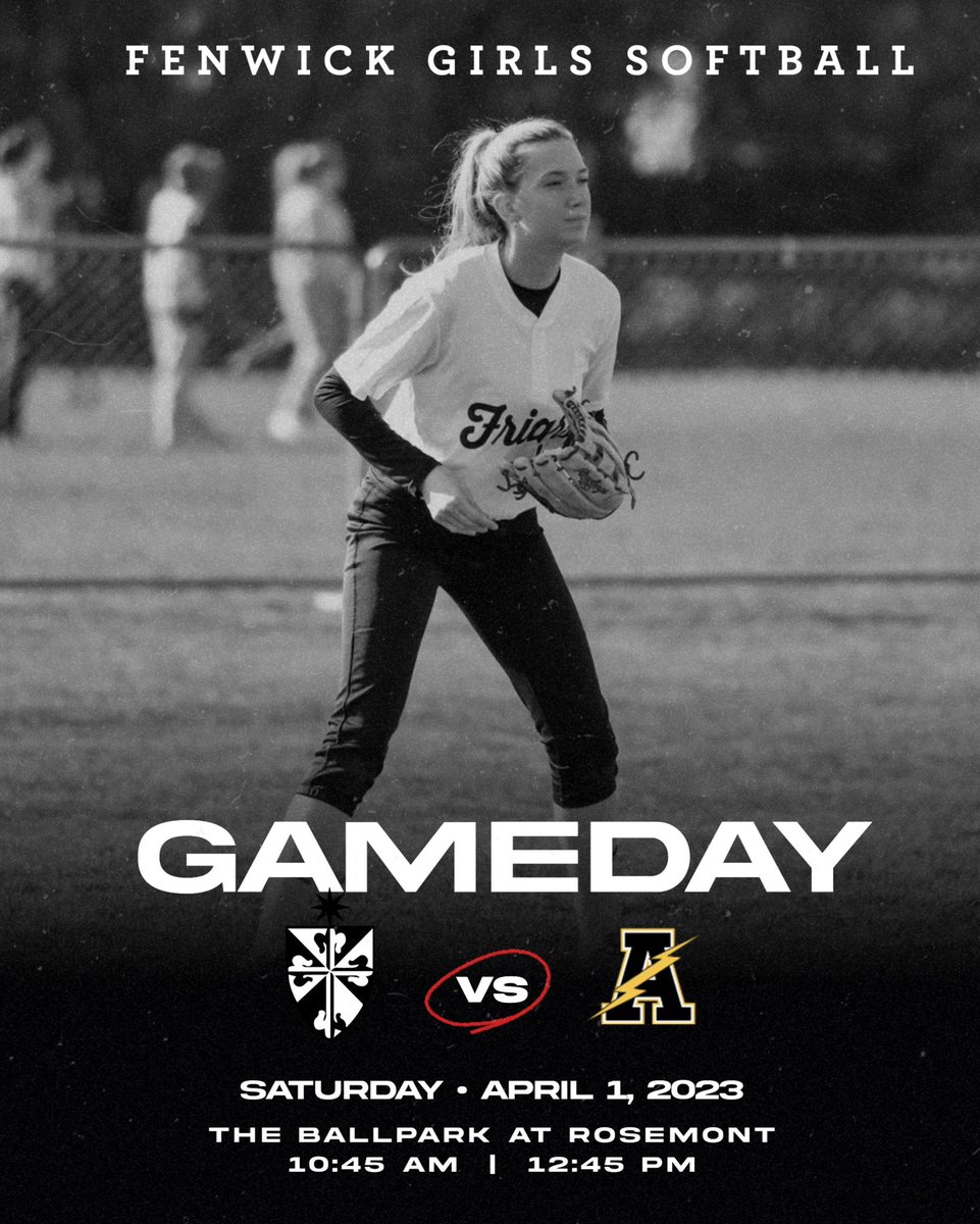 Tomorrow • April 1st • Come Support the Varsity Fenwick Friars!! The Ballpark at Rosemont 10:45 AM + 12:45 PM. #FriarUP 🥎 <a href="/FriarSoftball/">Fenwick Friars Softball</a> <a href="/FenwickAD/">Fenwick Athletics</a> <a href="/CoacHoffman/">Coach Hoffman</a> <a href="/CoachGusG/">Coach Gus</a> <a href="/coachjjk/">@CoachJJK</a>