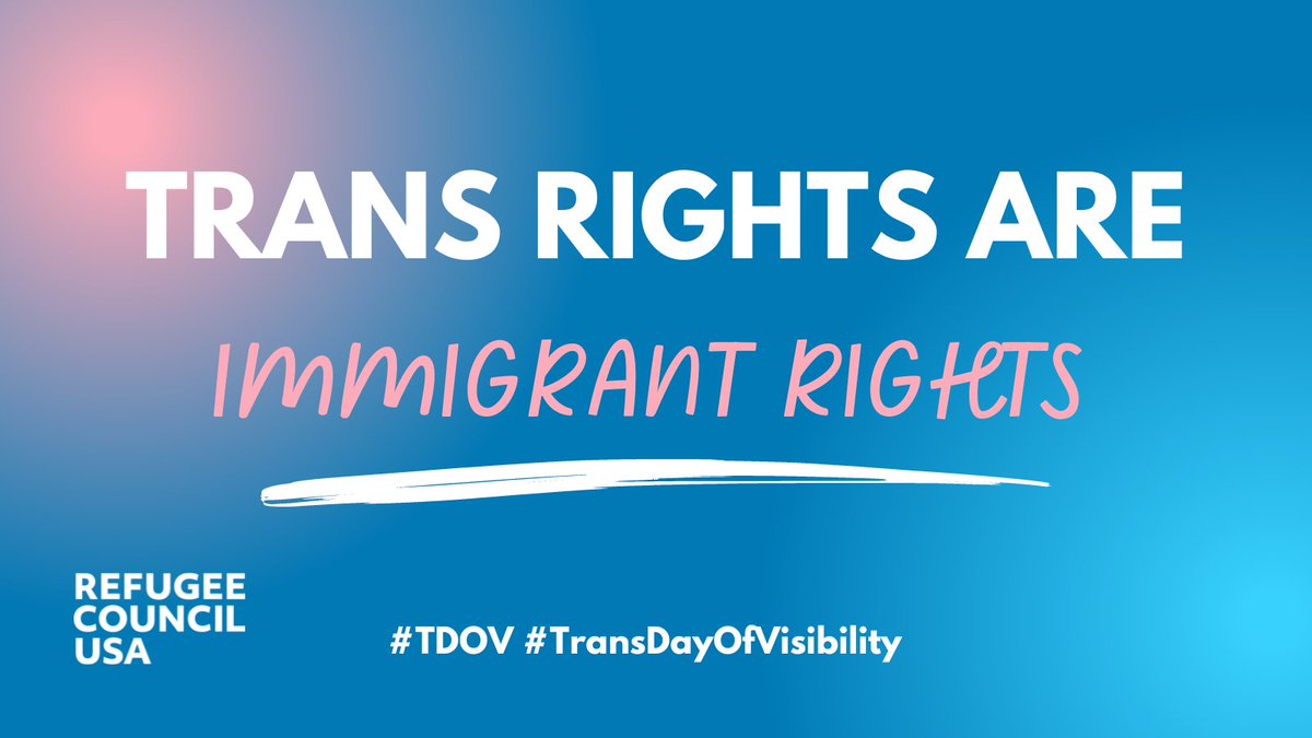 RCUSA_DC's tweet photo. Trans rights are immigrant rights. And building welcoming communities includes making them safe and inclusive of trans people.  This #TDOV we call on all our community members to:

✅challenge anti-trans legislation
✅advocate for trans-inclusive immigration policies https://t.co/jWvZ1PD4M4