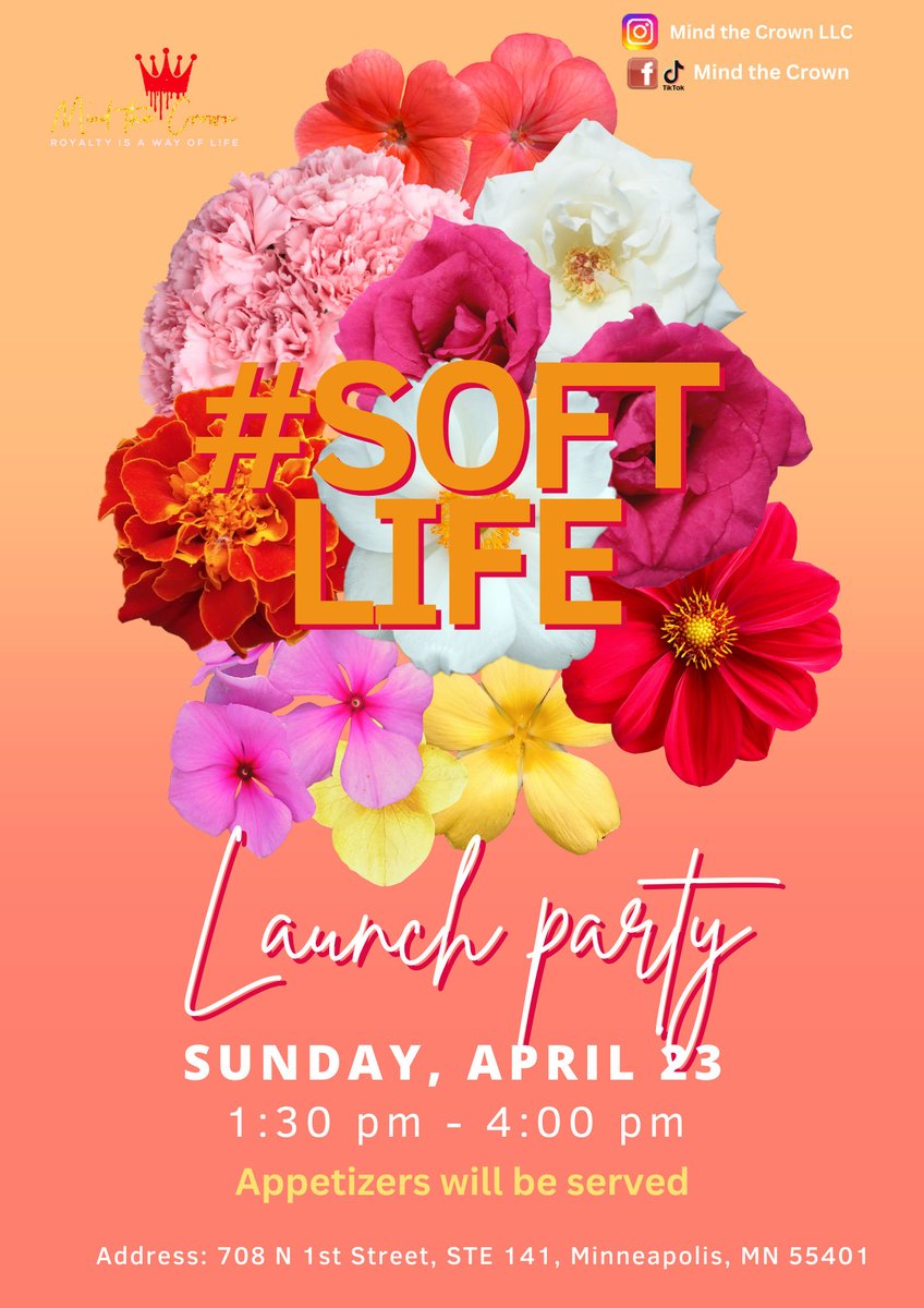 Join Mind the Crown #SOFTLIFE Launch party on April 23!
Learn more on how they are helping women challenge the  superwoman myth to embrace a soft life

eventbrite.com/e/mind-the-cro… 
#softlife #mindthecrown 

#softlife #women #business #business #entrepreneur #motivation #marketing
