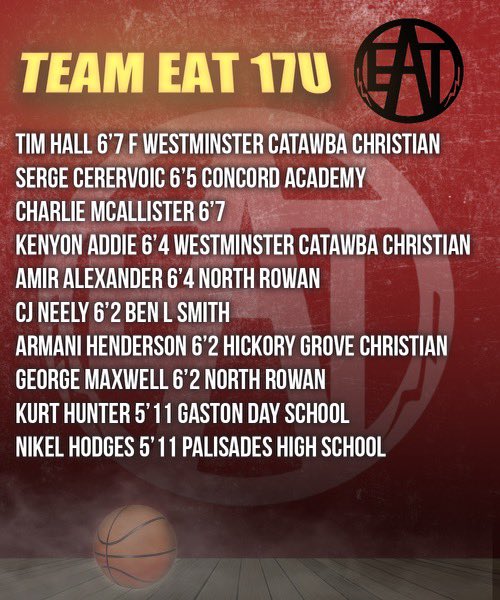 TeamEATCLT's tweet photo. TEAM EAT 17u will be in action this weekend at @Phenom_Hoops #PhenomRiseShowcase 

Showcase game against CP3 2025
Then bracket play against NC Rise Hundall

Looking forward to some great hoops! https://t.co/Awc8Phmyfd
