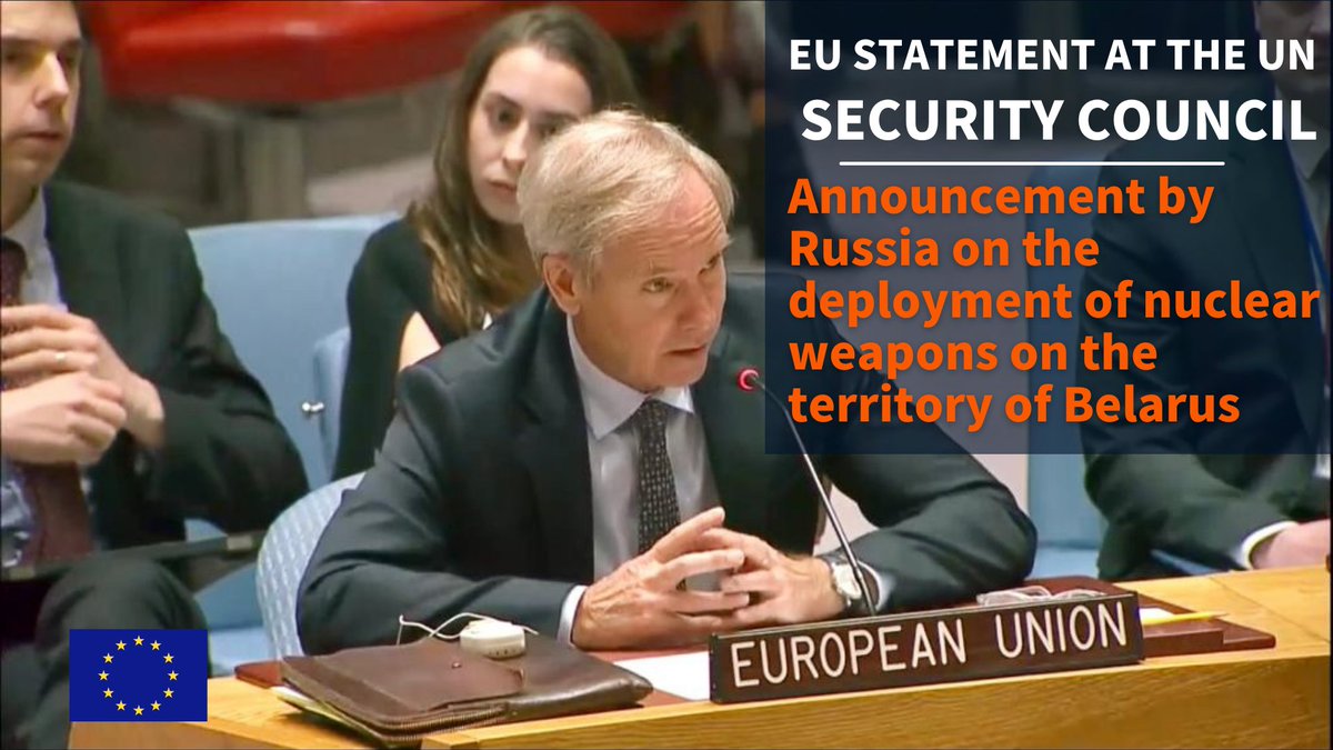 EU condemns Russia’s announced intention to deploy nuclear weapons in Belarus. Part of Russia's continued reckless, irresponsible nuclear rhetoric, this escalates a tense situation in view of Russia’s illegal war of aggression against Ukraine.

Statement➡️eeas.europa.eu/delegations/un…