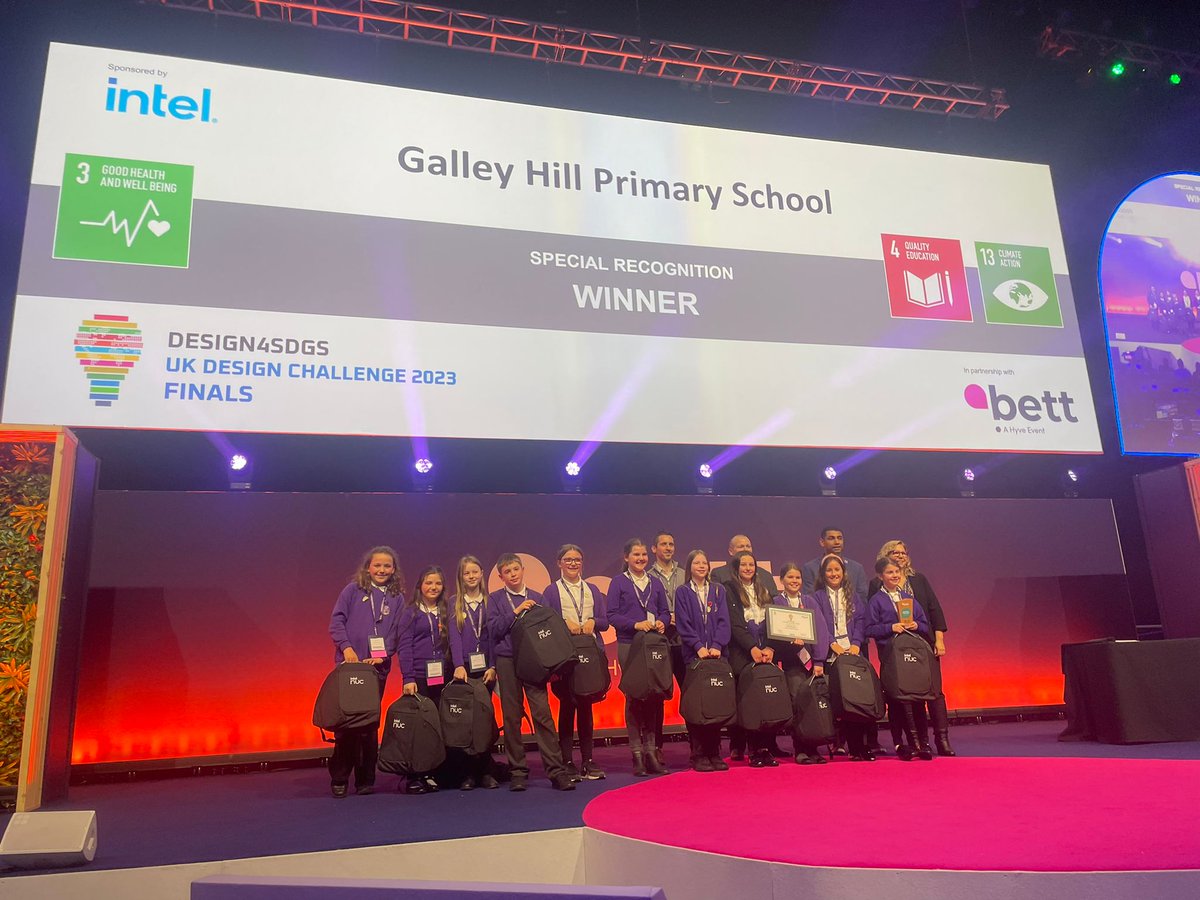 What an amazing day with #Design4SDGs and #KidsJudgeBett Big thank you to #Bett2023 @katypotts @EvoHannan and Nik @MichaelRosenYes for making it possible! #teamgalleyhill