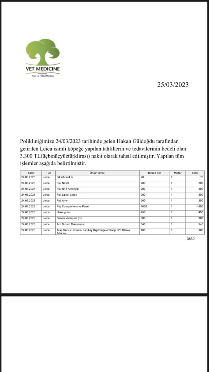 Alper Bayrakal hocamızın yönlendirmesi ile Hasvet Ratem’de yarın 14.30 için randevumuzu oluşturduk.

Cuma günü kliniğe yatırmadan önce başka bir klinikte testlerini yaptırıp 3300 tl ödeme yaptım.