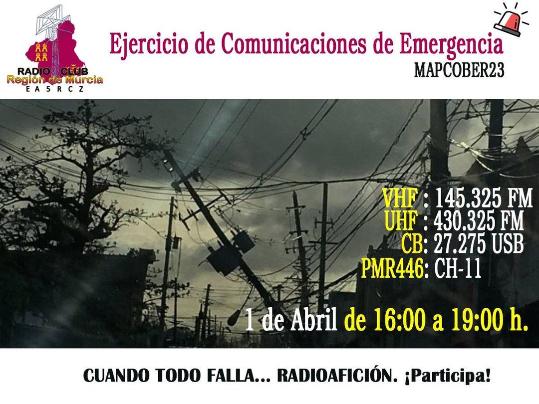 Recuerda que mañana estaremos realizando el Simulacro de Comunicaciones de Emergencia MAPCOBER23. 

+info: ea5rcz.blogspot.com/2023/03/ejerci…

Cuando todo falla... ¡Radioafición!