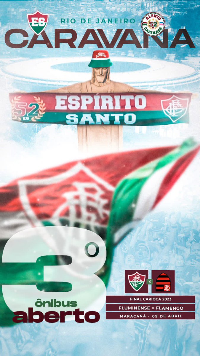 Bravo52ES's tweet photo. 3° ÔNIBUS ABERTO 🚍🚍🚍

CARAVANA/EXCURSÃO 2ºJOGO DA FINAL - MARACANÃ 🏟️🇭🇺
FLUMINENSE X flamengo 09/04

A VIAGEM INCLUI:
🚍 ÔNIBUS  2ANDARES
🇭🇺 Faixa de Mão 
🍻 Open Bar(Heineken, Refri, Suco e Água) 
🎁 Sorteio de Chapéu/Boné B52
🏟 Visita a Laranjeiras https://t.co/D7MjZmVwxN