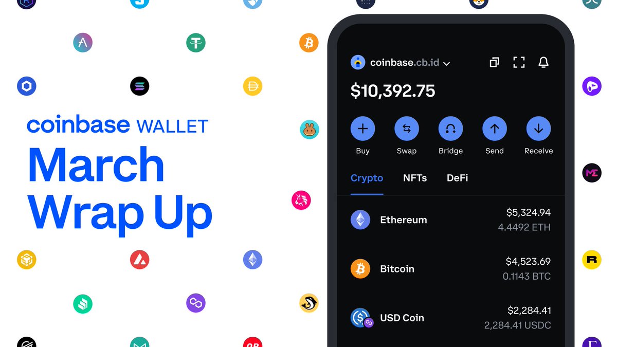 baseapp's tweet photo. End of March? Pure Madness! 

Time for another month 𝙛𝙞𝙡𝙡𝙚𝙙 with new features on Coinbase Wallet mobile app and extension. Swap, earn, claim, and MAX-imize it all!

Let’s take a look back at what’s new in this month’s Wallet Wrap Up. 🧵 https://t.co/JRVLyDFvEF
