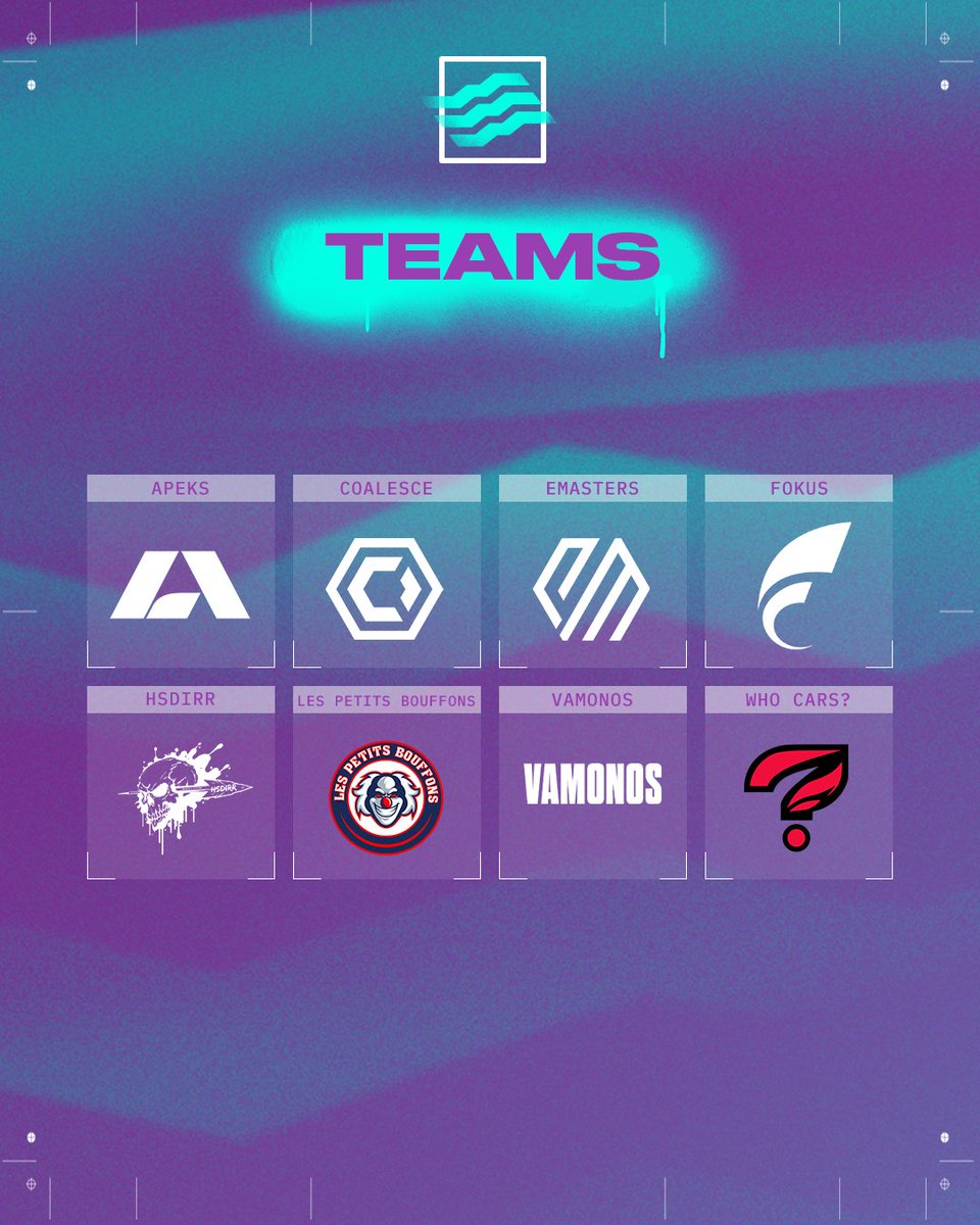 Your Polaris Split 2 teams 🙌

🔵<a href="/ApeksValorant/">Apeks VALORANT</a> 
🔵<a href="/FOKUSValorant/">FOKUS VALORANT</a> 
🔵<a href="/HSDIRRval/">HSDIRR 🇸🇪</a> 
🔵<a href="/LePetitBouffons/">Les Petits Bouffons</a> 
🔵<a href="/WhoCars_Val/">Who Cars?</a> 
🔵VAMONOS
🔵@eMastersORG (prev. Human Tripwires)
🔵<a href="/TeamCoalesce/">Coalesce</a> (prev. BONK)

Kicking off at 8pm CEST 👇
📺twitch.tv/valorantleague…