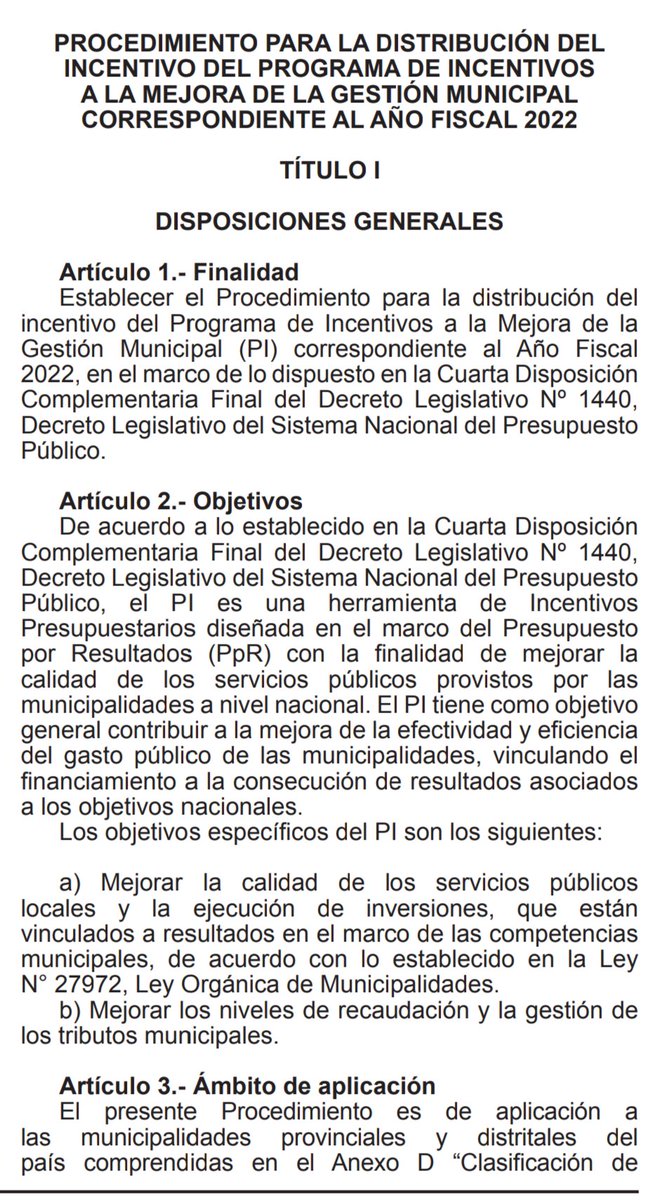 RemurpePeru's tweet photo. 📢 #MEF | Aprueban el Procedimiento para la distribución del incentivo del Programa de Incentivos a la Mejora de la Gestión Municipal correspondiente al Año Fiscal 2022. 

➡️ https://t.co/fZOnEBEI2F https://t.co/NG3fkOiDL1