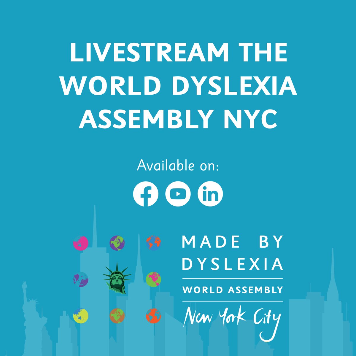 MadeByDyslexia's tweet photo. We'll be live-streaming the #WDANYC on April 3 from 4pm EST so that the whole world can understand the limitless power of #DyslexicThinking.

Join us LIVE on Facebook, YouTube and LinkedIn from 4pm – 7pm EST and get ready to feel the power of change – in your hands! https://t.co/BVI2PBzFRa