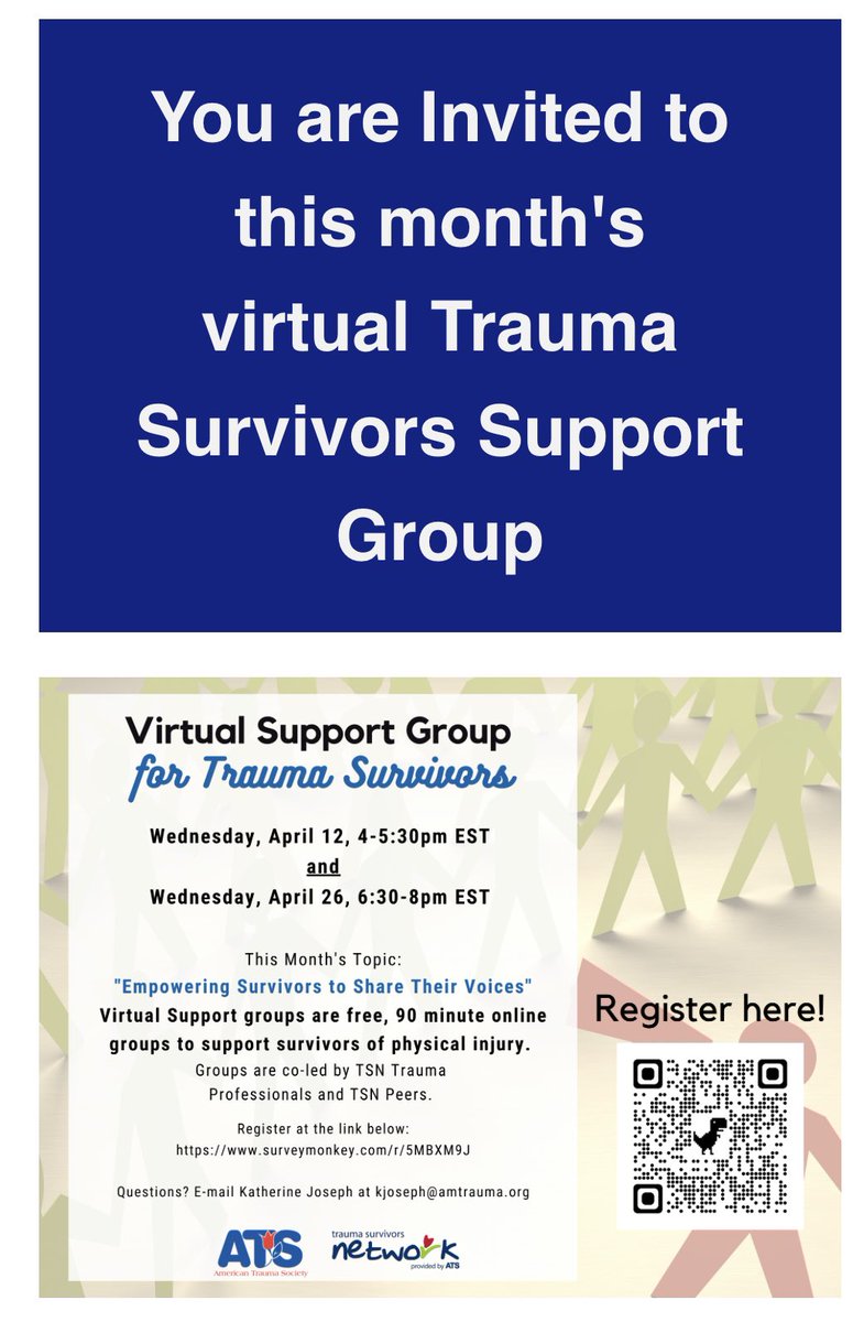 ATTENTION Trauma Survivors…you are invited to our April Support group- see information below. For questions- email Regina.Menninger@uchealth.com <a href="/TraumaSurvivors/">Trauma Survivors Network</a> <a href="/uc_health/">UC Health</a>