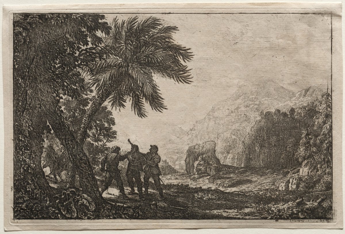 Claude Lorrain, Landscape with Brigands, 1633 #clevelandartmuseum #museumarchive clevelandart.org/art/2003.412