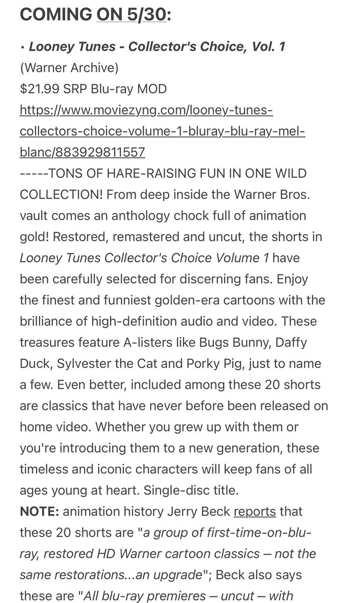 AnimatedToku's tweet image. So glad to be getting some classic never before released on physical media Looney Tunes in May! It’s been a while #looneytunes #ClassicAnimation