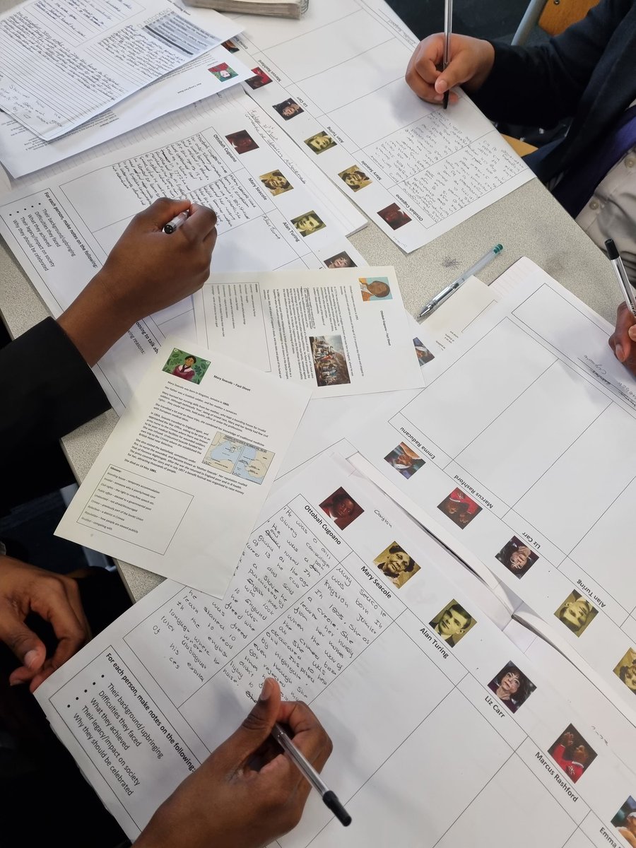 Year 8 produced some fab work today, collating their knowledge on British pioneers ready for their group presentations 📚💜 <a href="/GACoventry/">Grace Academy Coventry</a>